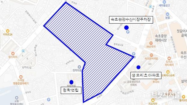 속초시 지적재조사사업 지구 위치도