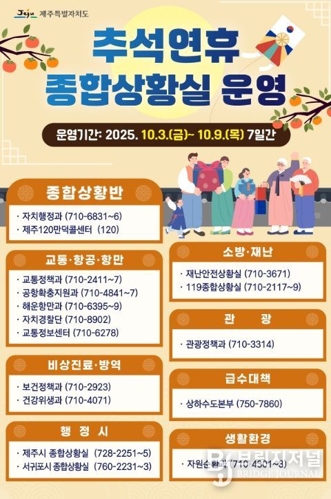 추석 연휴 종합상황실 운영 안내문