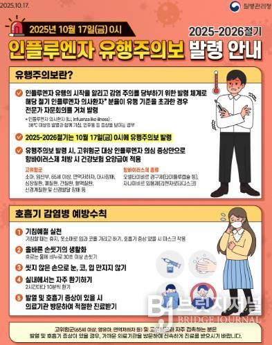 인플루엔자 유행 주의보 발령 안내문