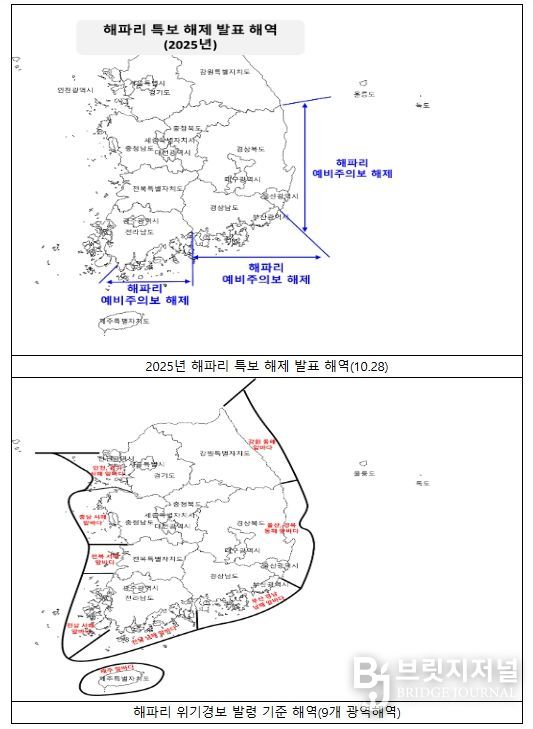 해파리 특보 해제 발표 해역 / 위기경보 발령 기준 해역