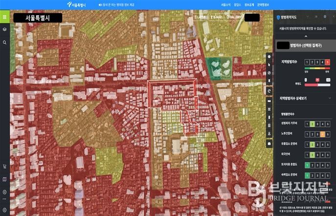 S-Map 방범예측지수 서비스 화면