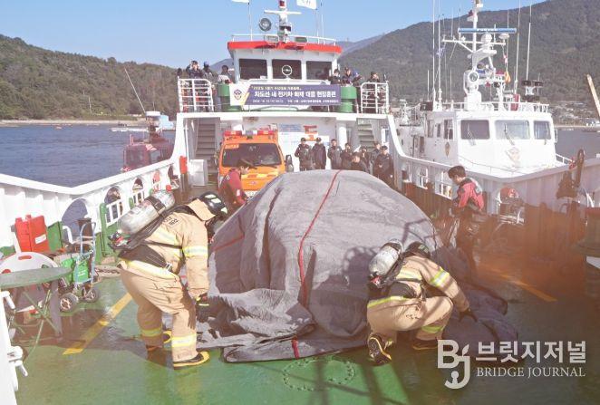 실제 전기차 바데리셀 화재 연출, 전용장비 동원 화재진압 훈련