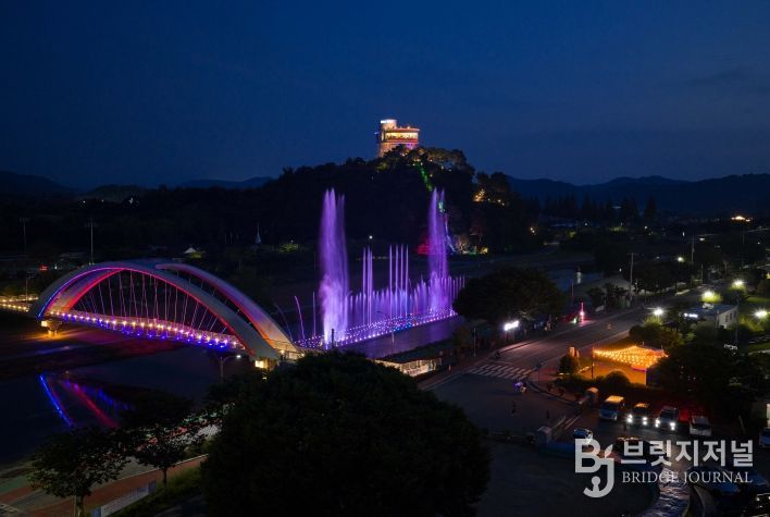 화순꽃강길 음악분수와 개미산 전망대