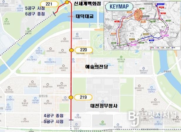 선사유적네거리~국립중앙과학관까지 2㎞ 구간