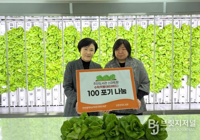 송암점자도서관에 스마트팜 수확 작물 100포기 나눔