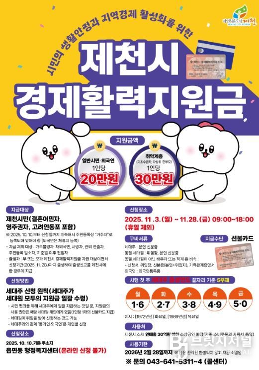 제천시 경제활력지원금, 28일 신청 마감