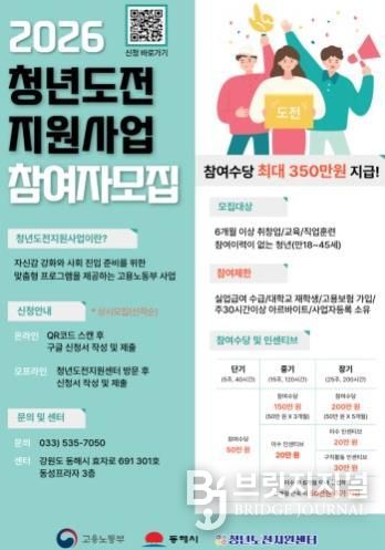 동해시, 2026년 청년도전지원사업 참가자 모집