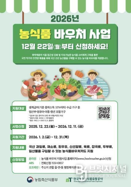 진도군, 취약계층 식생활 지원… 농식품 바우처 신청 접수