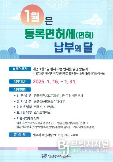 , 2026년 1월 등록면허세(면허) 부과