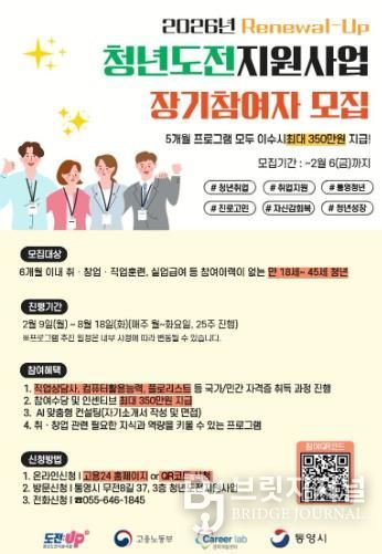통영시, 청년도전지원사업 장기참여자 모집 1(포스터)