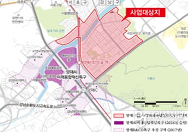 양재·개포 ICT 특정개발 진흥지구 위치도