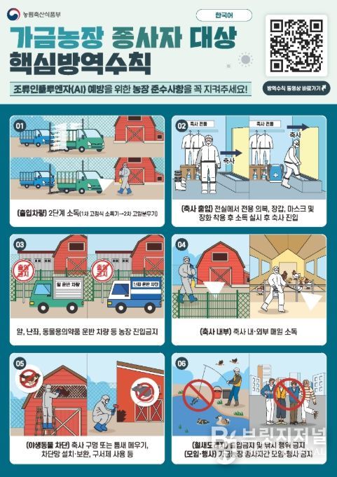 가금농장 종사자 대상 핵심방역수칙 안내문