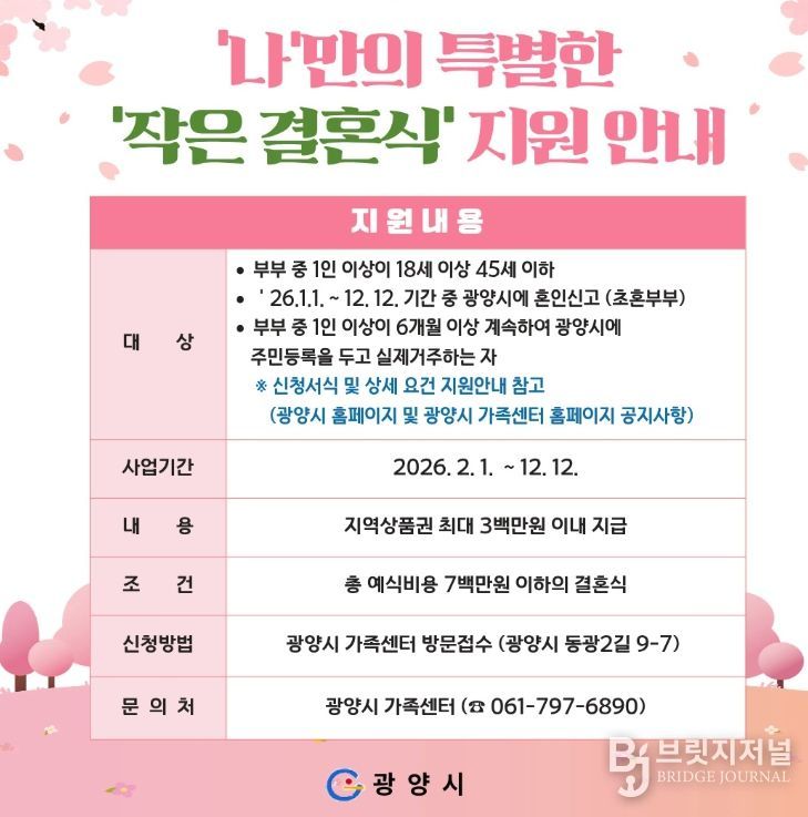 ‘나만의 특별한 작은 결혼식’ 비용 지원