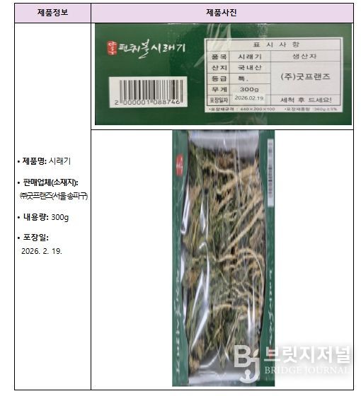 회수 대상 제품 정보 제목