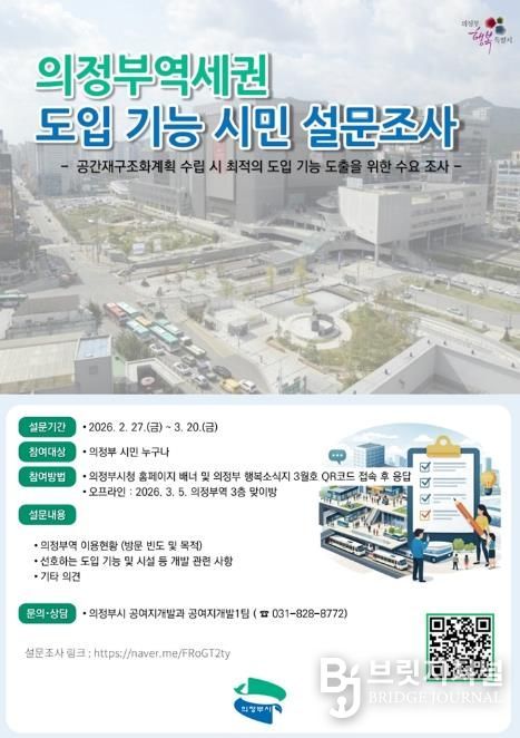 의정부시, 의정부역세권 도입 기능 설문조사 실시