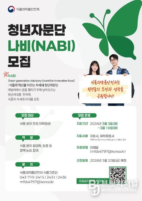 제1기 청년자문단‘나비’모집 포스터