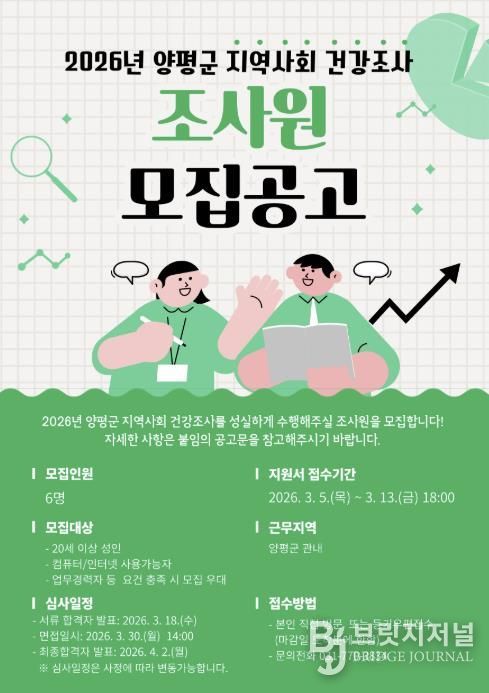 지역사회 건강조사 조사원 모집 포스터