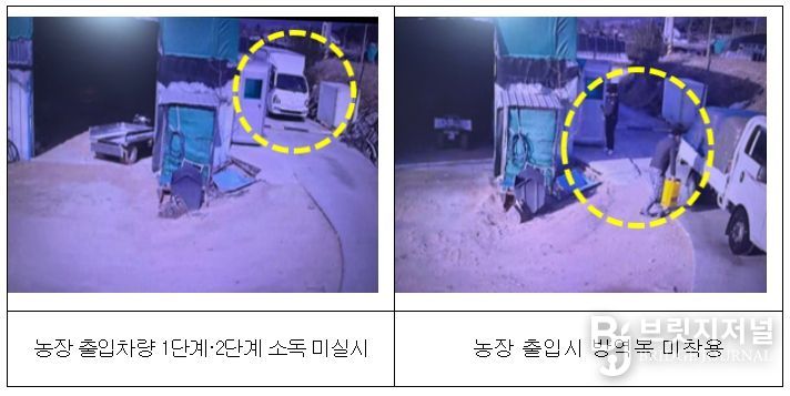 소독 미실시 및 농장 출입자 방역관리 미흡