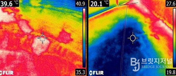 2024년 시공 전·후 옥상 표면온도 비교(약 19℃ 감소)