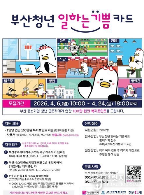 '2026년 부산 청년 일하는 기쁨카드' 참여자 모집