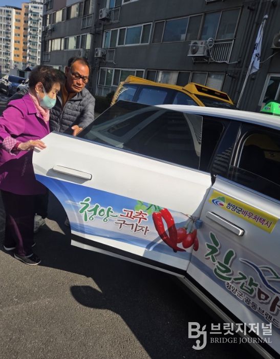 군민들이 교통약자 바우처 택시를 이용하고 있다.