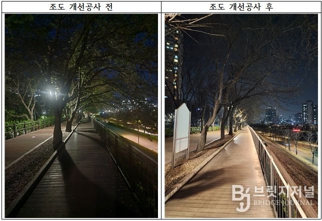 도림천 제방길 조도 개선공사 전·후 사진