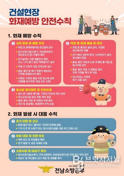 건설현장 화재, 사전 예방이 답이다..해남소방서 안전수칙 집중 홍보