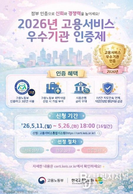 2026년 고용서비스 우수기관 인증제 포스터