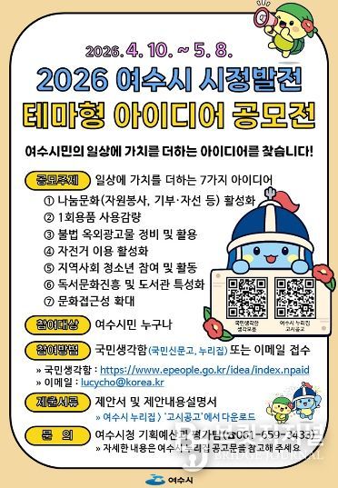 ‘2026년 여수시 시정발전 테마형 아이디어 공모’ 포스터